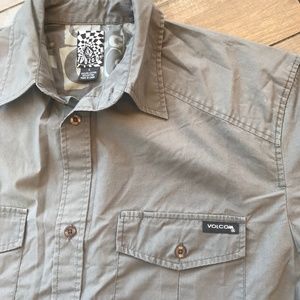 Men’s Volcom Button-up Shirt Gray Sz Large